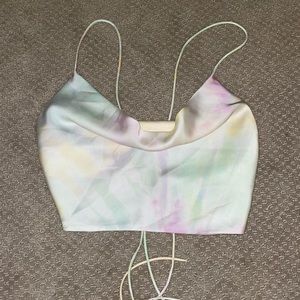 Satin effect tie back crop top